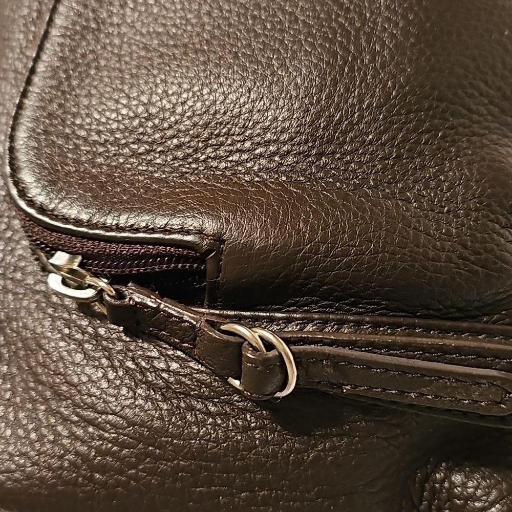 Stone Mountain brown leather shoulder bag very good condition front zip pouch ba - Picture 3 of 14